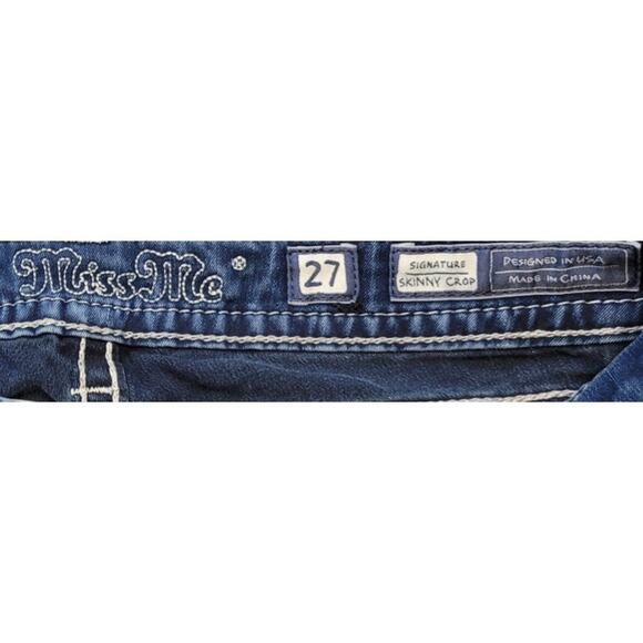 Miss Me Y2K Skinny Crop Low Rise Jeans Sz 27 Crystal Embellished Jeans - Picture 5 of 12